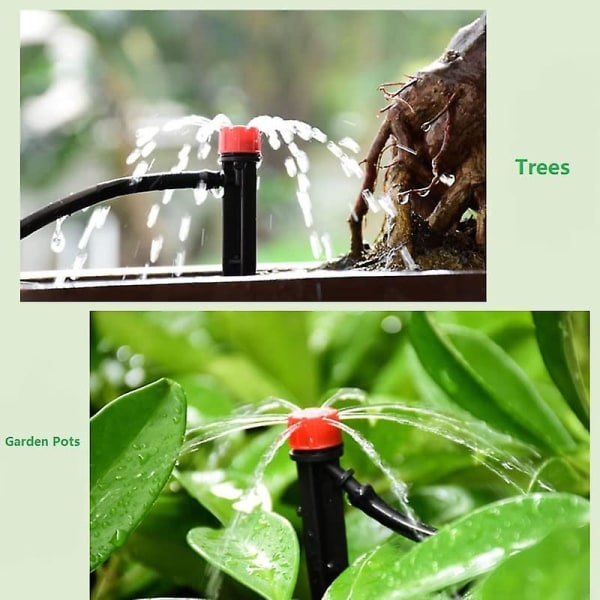 Droppare för droppbevattning rör Justerbar 360 graders vattenflödesdropp för trädgårdsbevattning Droppare bevattningssystem (svart röd) (1 st)