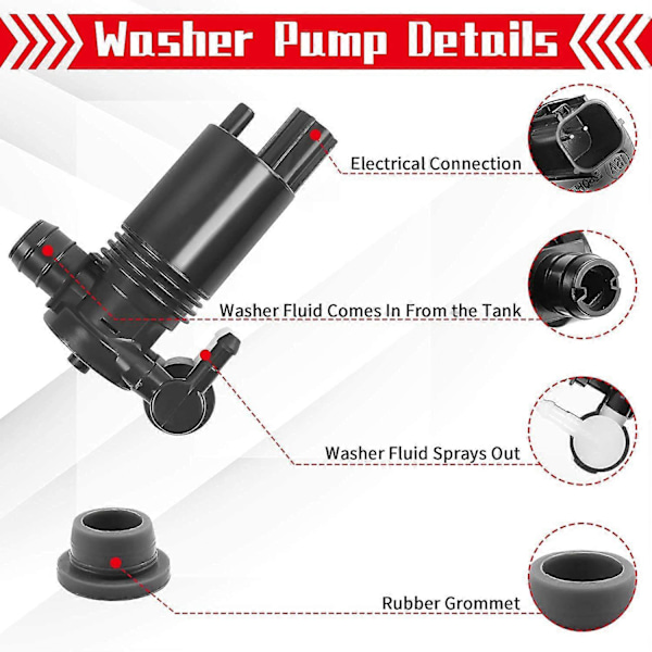 Vindrutespolarpump Ersättning för Edge Explorer Fiesta Flex TaurusX 8A61-17K624-AA