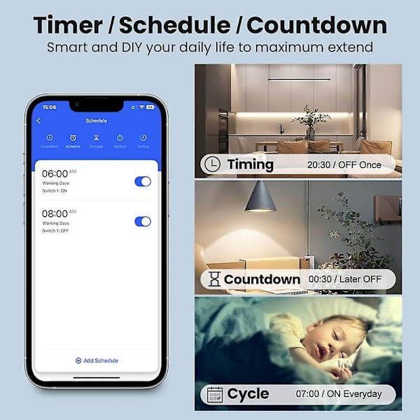 2023 Ny Timer Switch Modul Smart Home Mini Breaker 1/2/3/4-vejs Zigbee Smart Switch Stemmestyring Zigbee Tuya 16a Smart Switch