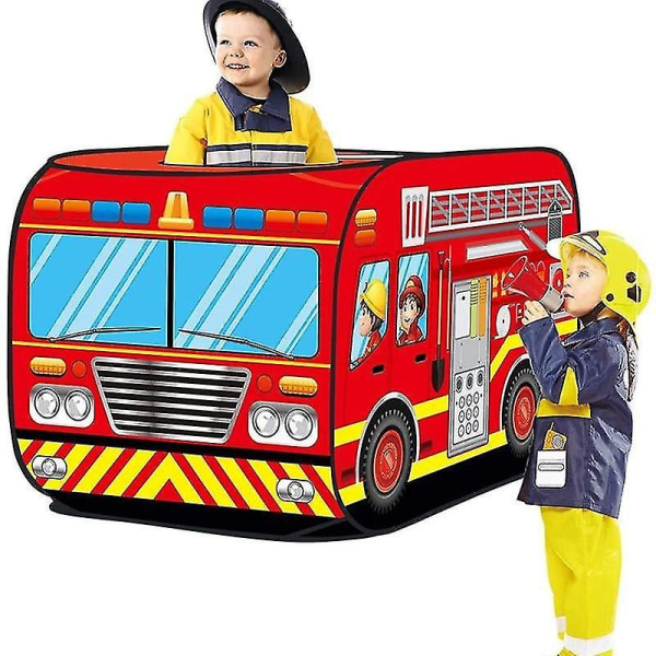 Game House Spela Tält brandbil och polisbuss hopfällbar pop-up leksak