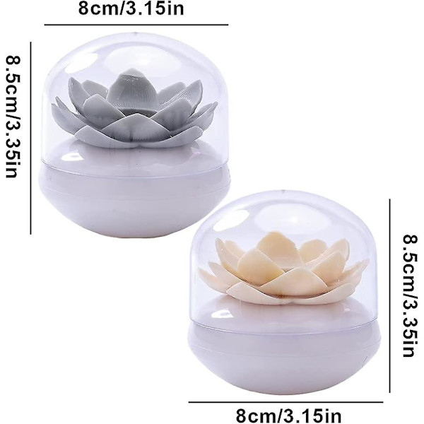 Bomulds Puder Holder, Lotus Formet Tandstikker Bud Uldsvamp Dispenser Organizer Beholder Badeværelse Opbevaringsboks (grå+beige 2stk)