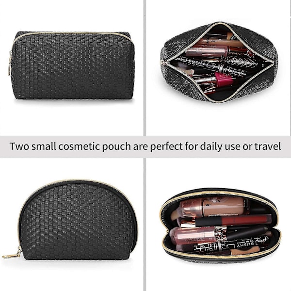 Makeup Taske 3 Stk Vandafvisende Kosmetik Sæt Bærbar Rejse Kosmetik Multifunktionel Organizer Opbevaring Vævet Toilettaske Sort