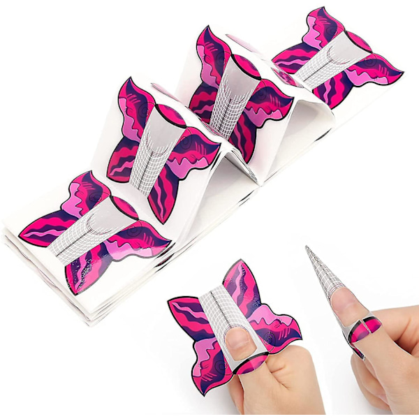 Negleformer, Akryl Butterfly Selvklæbende Gel Negleforlængelser Negleformer Til DIY Værktøjer Gel Form Guide Stickers (100 Styk)