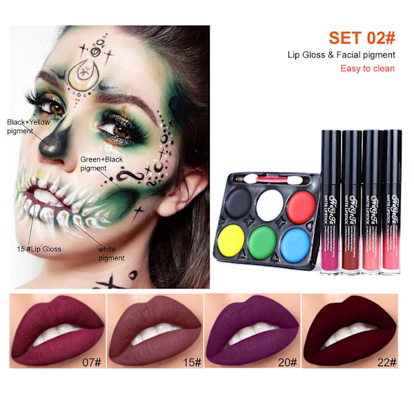 Halloween Decor Nageta Halloween Makeup Set Halloween Lip Gloss + Face Paint Set