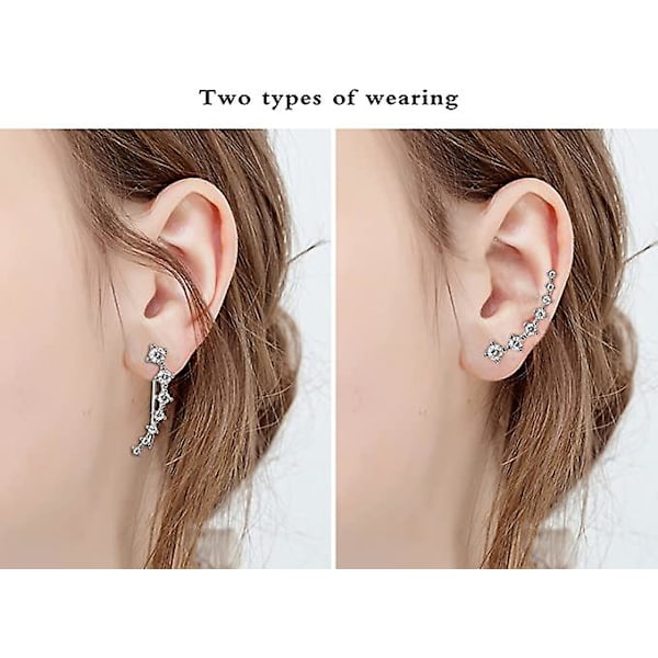 1 Par S925 Sterling Sølv Ørepynt Hypoallergenisk Ørepynt Syv 7 Diamanter En-delt Rad