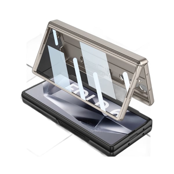 For SM Galaxy Z Fold 6 Beskyttende Etui med Skjermbeskytter, Ultra-Tynn Slim PC Beskyttende Etui med Støtsikker Beskyttelse og Usynlig Empty Mountain Green