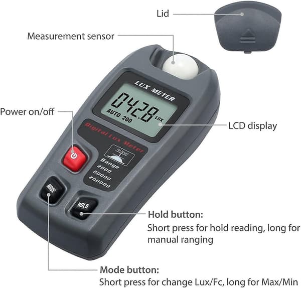 20000 Fc / 200000 Digitalt Luxmeter