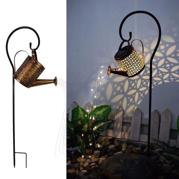 Solar iron hollow shower lamp outdoor waterproof courtyard decoration garden lawn landscape ground plug water pot lamp