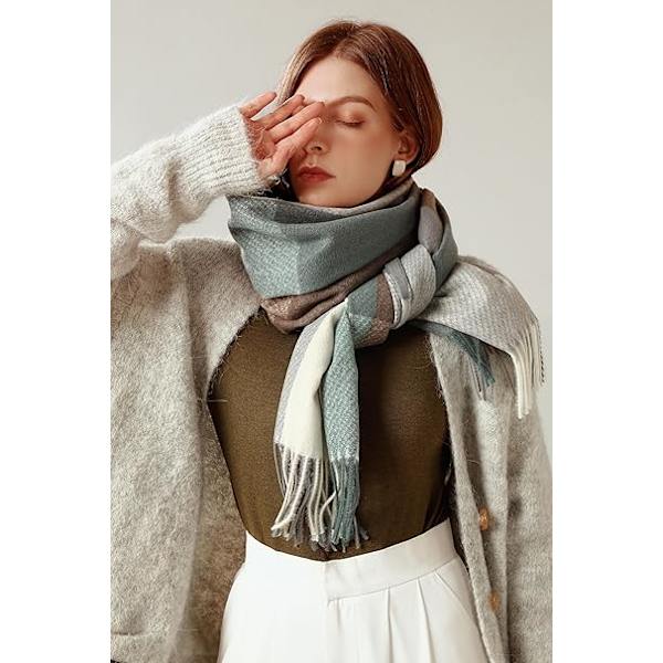 Dameskål Wintertartan Skål Lang Spindende Kvast Shawl Dameskål