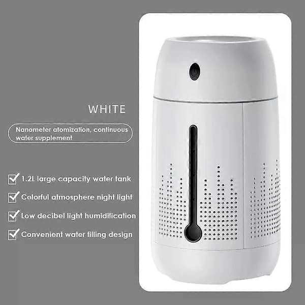 Luftfukter med stor kapasitet for hjemmet USB ultralyd diffuser kjølig tåke maskin stillegående diffuser for hjemmekontor White