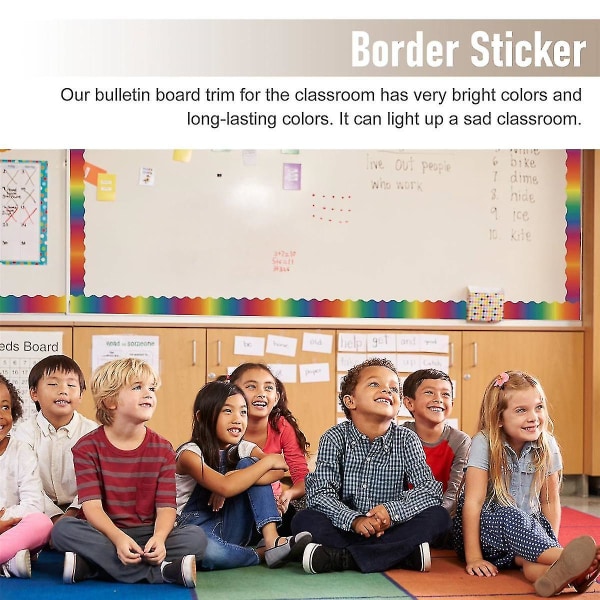 Rainbow Bulletin Board-klistremerker Fargerike rett Bulletin Border Trim Border Trim For Classroom Ch