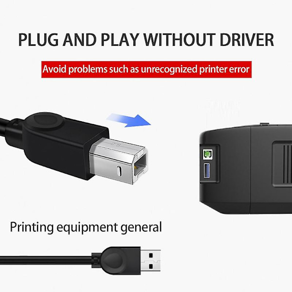 0,5 m/1 m/1,5 m/ /5 m/10 m USB-printerkabel Højhastighed A til B Han til Han USB-printerkabel Datasynkronisering til 3D-etiketprinter