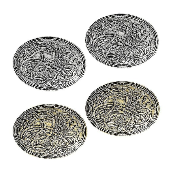 4 stykker norrønt middelalder Viking Symbol Brosje Oval Sjal Genser Pin