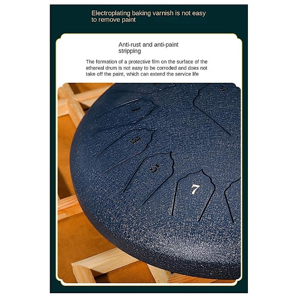 6-tums 8-tons Ljudregntrumma Utomhus Regntrumma Percussioninstrument Yoga Meditation Exklusiv Mörkblå