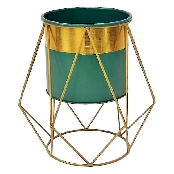 1 Set Nordisk Stil Blomkruka och Stativ Växtkruka Järn Växtbehållare med Stativ för Inomhus Kontor