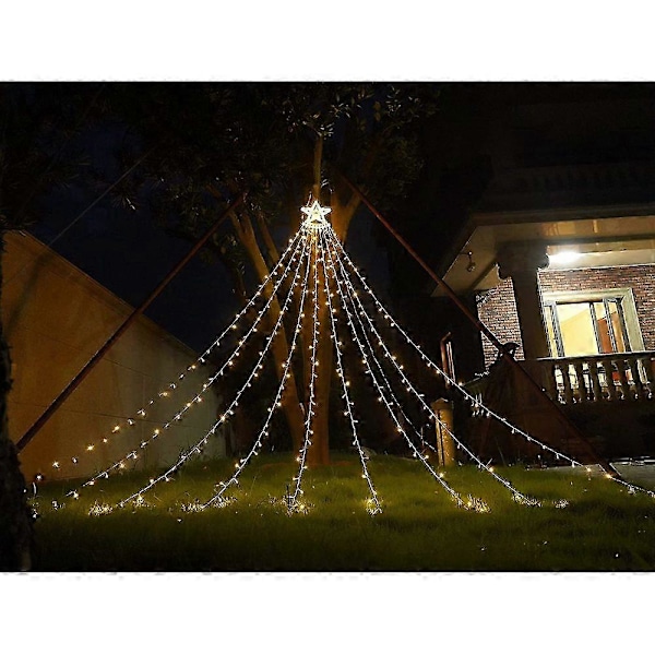 Herefun Joulukuusi Valojuova, LED Valojuova Ulkotiloihin 8 Valotilalla, Joulukuusi Valojuova Renkaalla 9 Johtoa 324 LED Jouluvaloja,