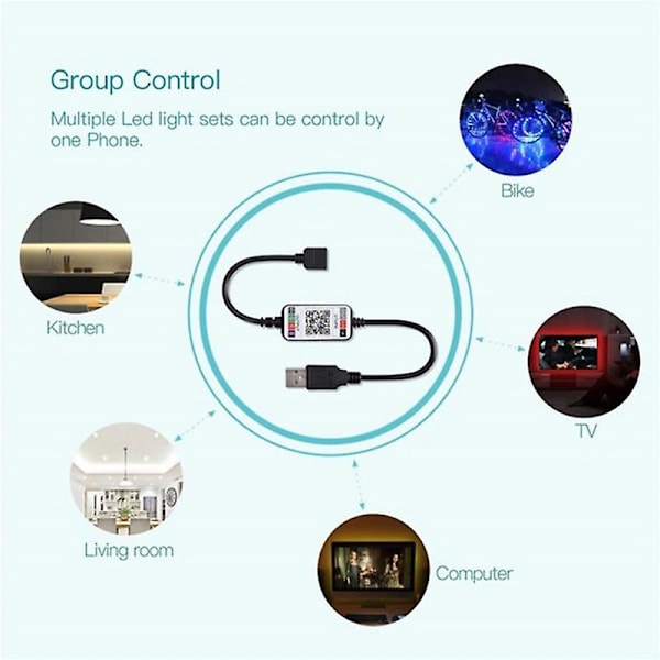 Universal Mini Trådlös 5-24v Smart Phone Control Rgb Led Strip Light Controller Usb Kabel Bluetooth 4.0 För Hotell Bar Ktc Hem