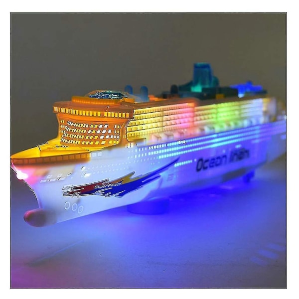 Farverige børnefarver krydstogtskibsbåd Elektrisk blinkende LED-lys Lydlegetøj, 50x11x6 cm/19,7x4,3x2,3 tommer