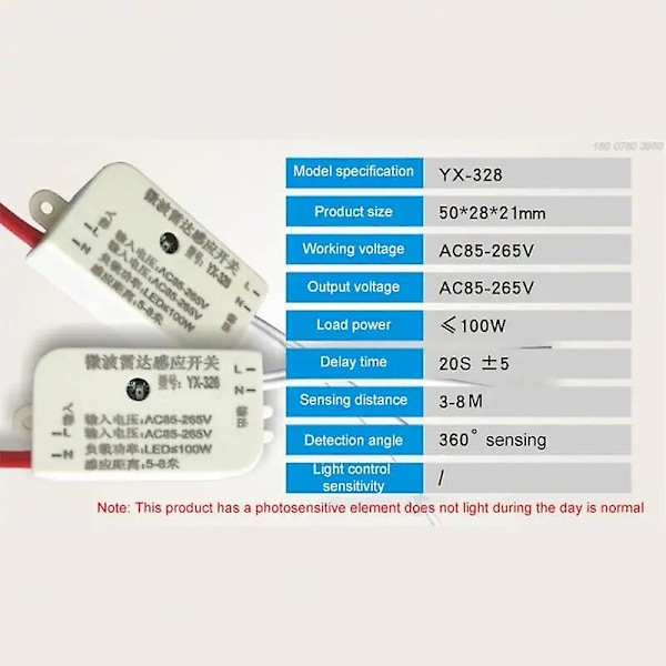 Tidsforsinkelse Justerbar 110v-220v Højfølsom Auto Til/Fra Pir Infrarød Bevægelsessensor Switch Mode Detektor Lysswitch