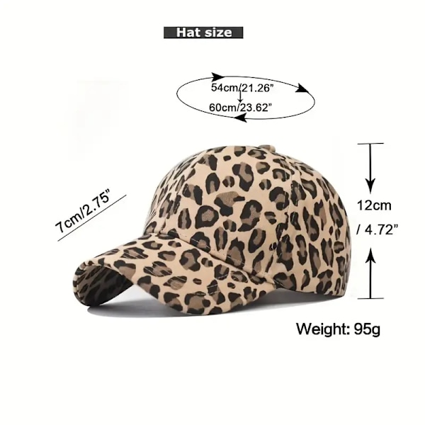 1 stk. Leopardprint Corduroy Baseball Cap - Åndbar og varm hat til efterår og vinter