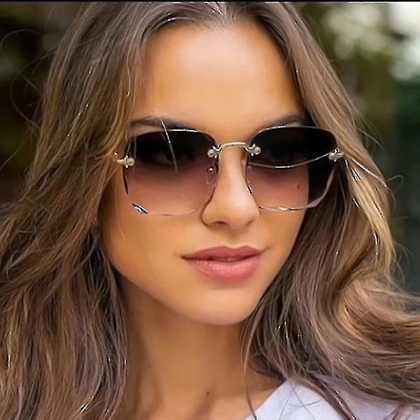 Kvadratiska Ramlösa Solglasögon Kvinnor Lyxvarumärke Designer Sommar Röda Glasögon Mode Solglasögon För Män UV400 Skydd Oculos