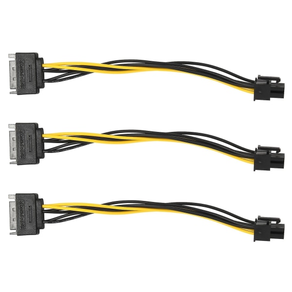 SATA 15-stifts till 6-stifts strömkontakt 3-pack 15-stifts SATA till 6-stifts PCI strömkontakt - 20 cm