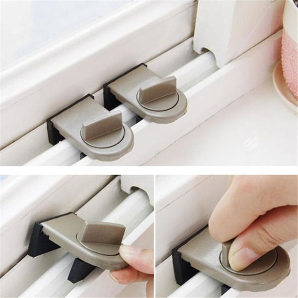 Mobile Window Child Safety Lock Prevents Sliding(brown,4pcs)