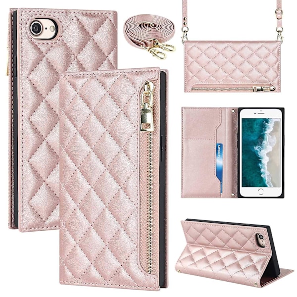 Imprinted Phone Stand Case Zipper Pocket Wallet Cover för iPhone 7/8 4.7 tum/SE (2020)/SE (2022)