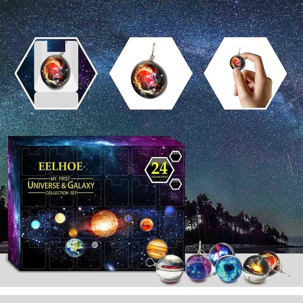 Jul adventskalender Planet presentförpackning Återanvändbar universum Galaxy Countdown Calendar Leksaker Countdown Blindboxar