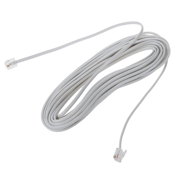 9M 30ft RJ11 6P2C Modulær Telefonkabel Hvid