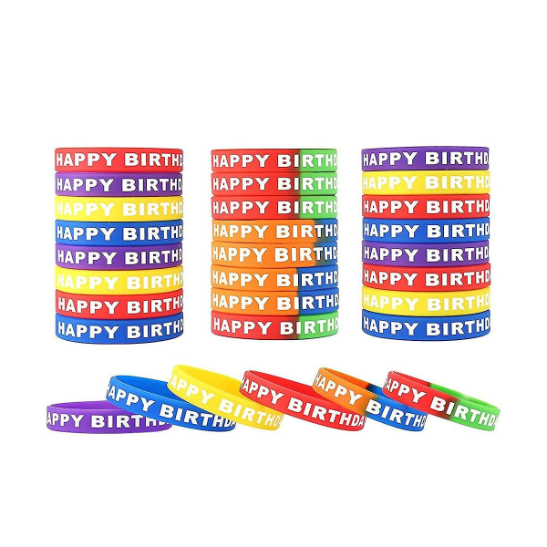 18 st gummiarmband, färgade silikonarmband för födelsedagsfesttillbehör gynnar 6 stilar