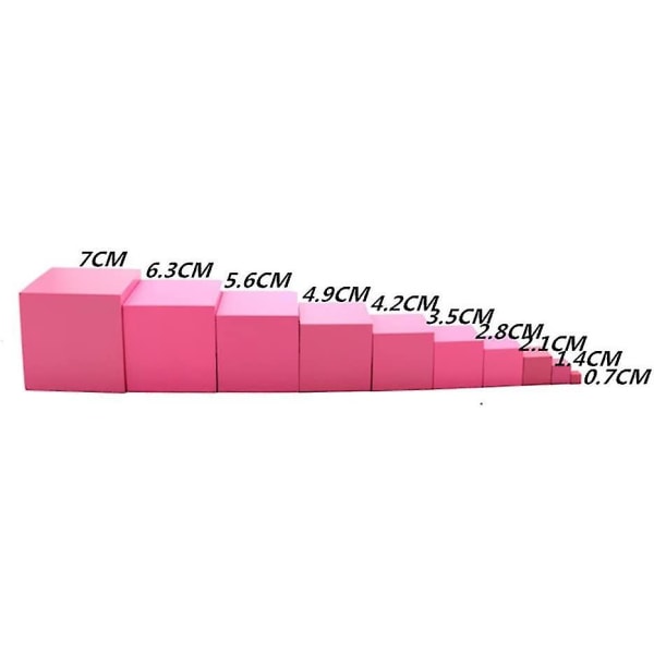 Pink Tower | Lyserøde træstableblokke i træ | Stabling Legetøj Førskolespil Børn Matematik Undervisningsværktøj Børn Board Diy Fødselsdagsgave til børn