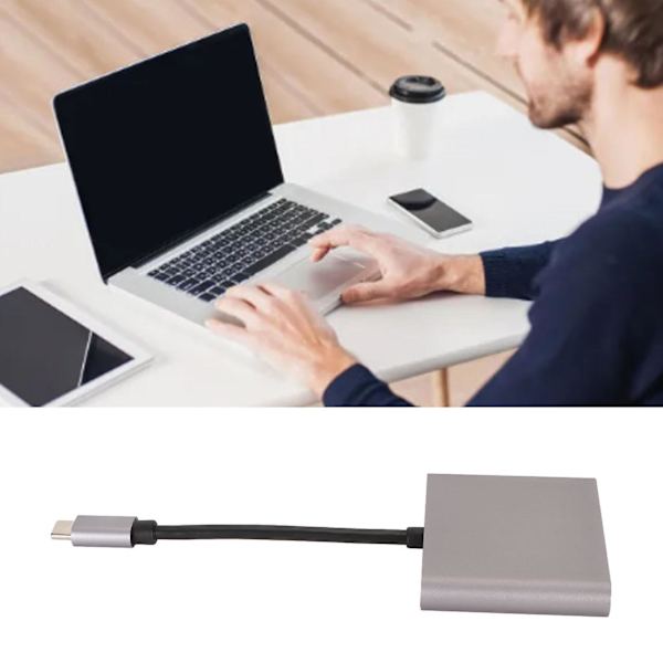USB-C - Dual HD Multimedia Interface -sovitin Ammattimainen 2-in-1 4K 30HZ Plug and Play USB 3.0 Telakointiasema Matkapuhelimille Kannettaville Tietokoneille