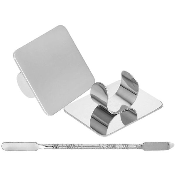 1 Sett med Rustfritt Stål Sminkeplate Kosmetikk Manikyr Blandingspalett Foundation Plate med Spatel