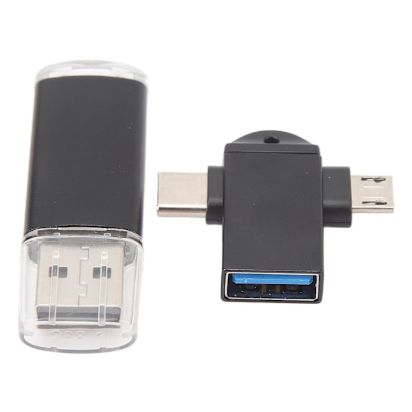 USB-muistitikku Kompakti Kannettava USB-muistitikku USB-liittimellä Type C- ja Micro USB -sovittimella Windows 98:lle OS X 9:lle Musta 128 Gt