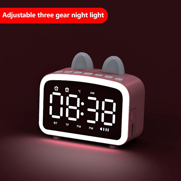 Högtalare Bluetooth Trådlös Digital Väckarklocka Sängbord Och Usb Laddningsstation, Bluetooth Högtalare, Fm Radio För Sovrum/Kontor, Stor Led-Display Med Ljusstyrka Dimmer, Alarm