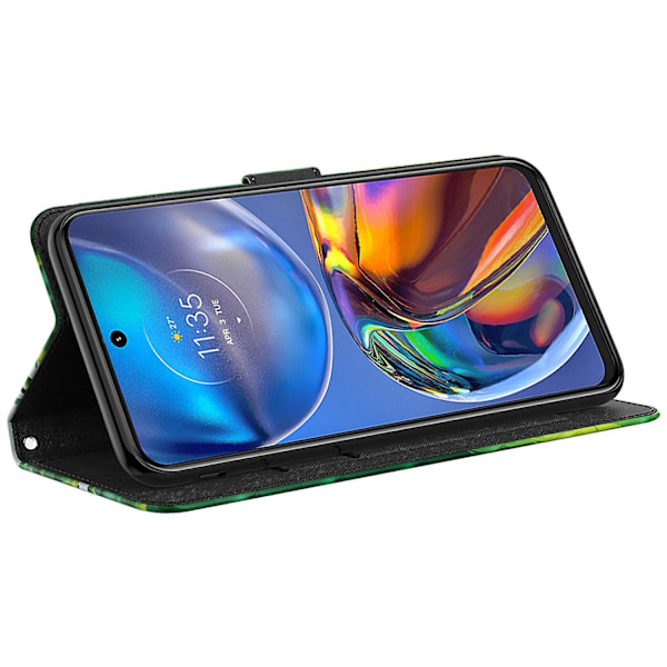 För Motorola Moto E22 4G/Moto E22i 4G Fodral 3D Folio Flip Telefonfodral Plånboksfodral Stativfodral