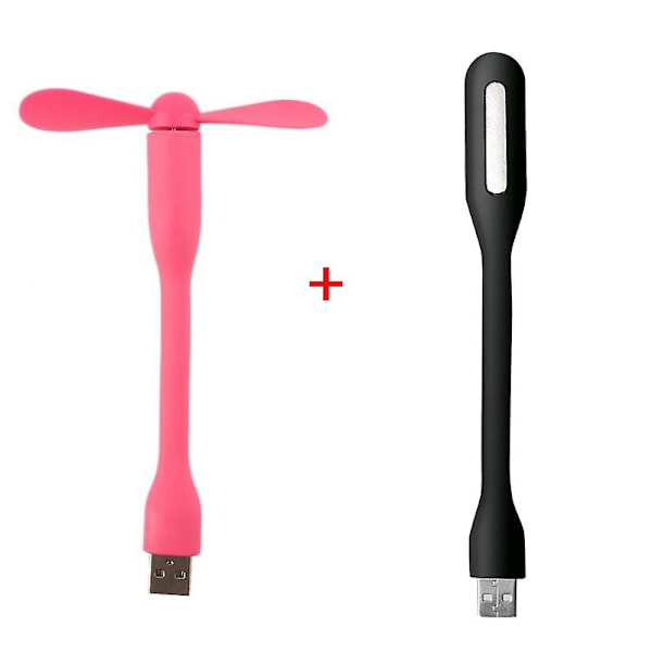 Kreativ USB-vifte Fleksibel bærbar minivifte og USB LED-lyspære for Power Bank & Notebook & Datamaskin Sommer Gadget