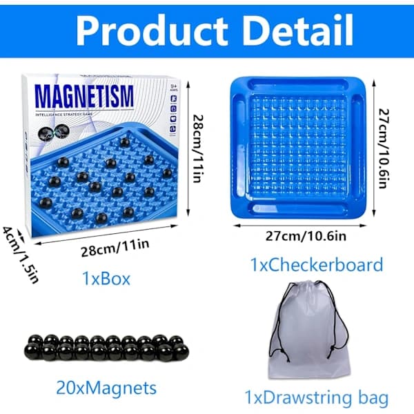 Magnetiskt schackset, magnetiskt brädspel för stridsschack, för damer, julklapp (med straffbräda).