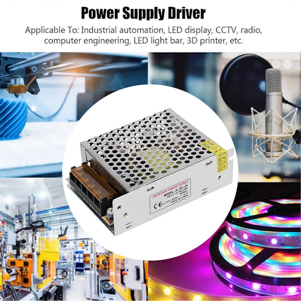 Switch Strømforsyningsdriver Adapter Aluminium Legering DC24V LED Skærmbåndslys 3D Printer (S-60-2424v 2.5a 60WAC100-240V) YEMAA