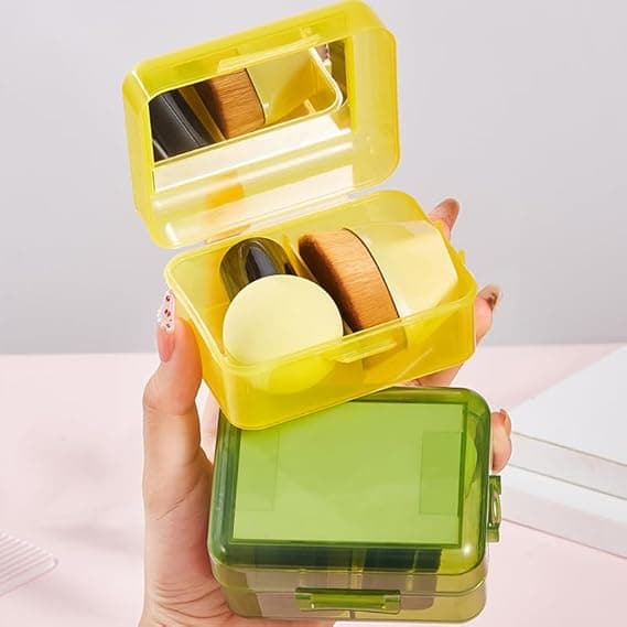 Makeupbørste skønhedsæg med spejl etui multifunktionel makeupbørste