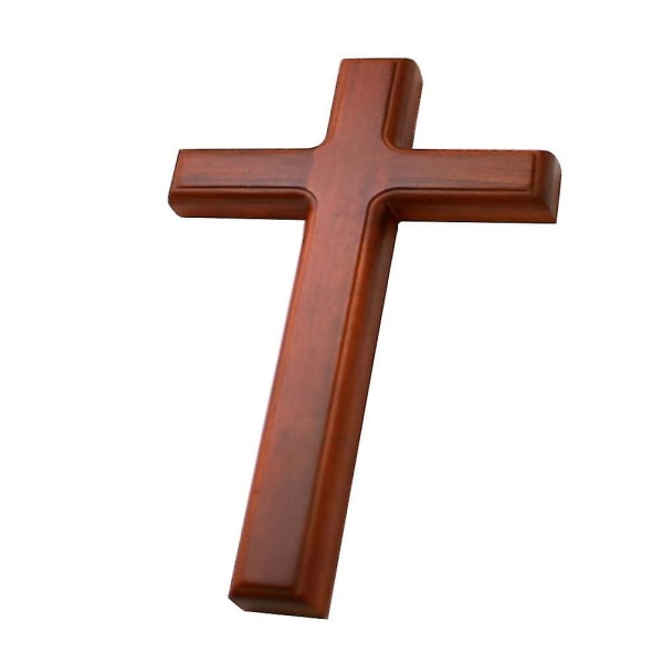 Dekorativt träkors Antik handgjord vägghängande Jesus Cross Heliga kors Väggkonst 32cm Svart S