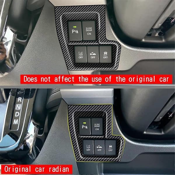 Kolfiber Front Vänster Multifunktionsknapp Ram Panel Trim Ram Cover Dekal för Spacia 2017-2022 RHD