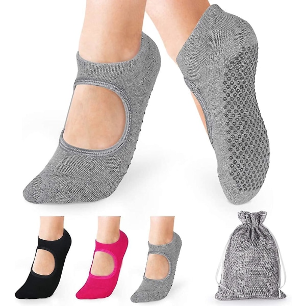 3 Pairs Acsergery Gift Yoga Socks For Women Non Slip Ideal For Yoga, Pilates