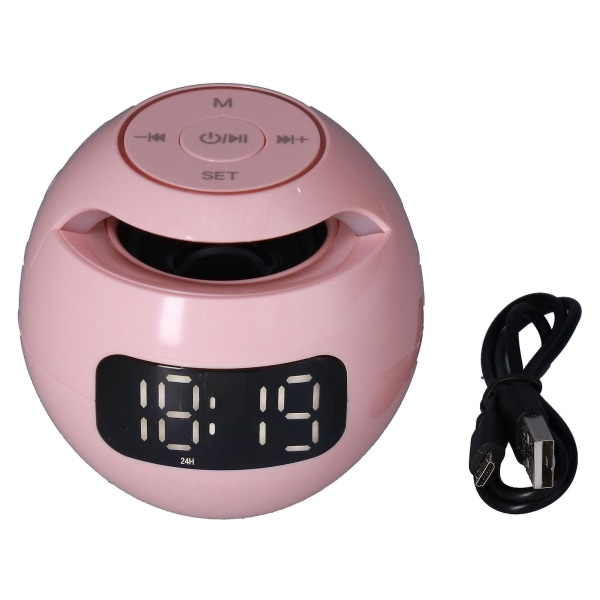 Monitoiminen Bluetooth 5.0 herätyskellokaiutin Ladattava pallon muotoinen kannettava langaton kaiutin kellolla makuuhuoneeseen Officepink G90s