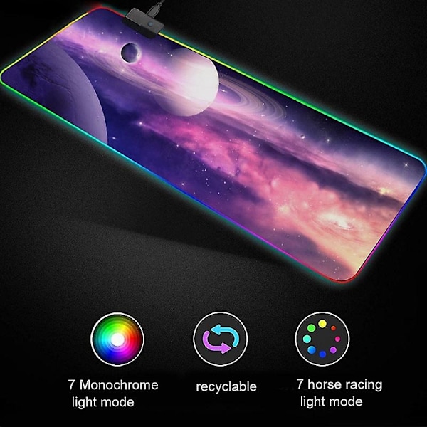 Vandafvisende RGB-lysende mussemåtte i gummi til gaming