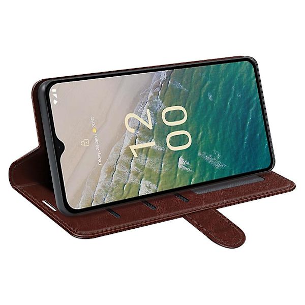 For Nokia C32 ripebestandig PU-lærtelefondeksel Crazy Texture Wallet Stand Case