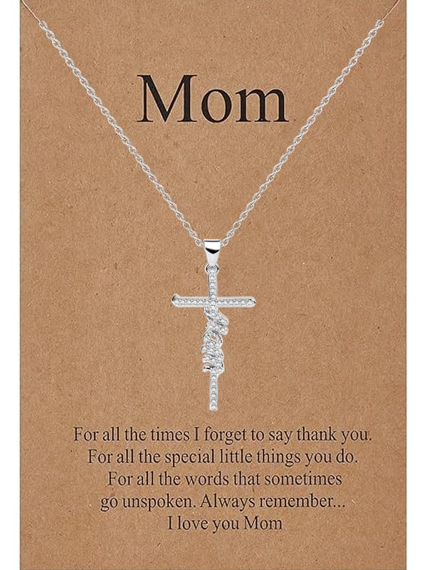 Cr0ss Subtly Set Zircon 18k Halskæde, Gave til Mor, Gave til Hende silver