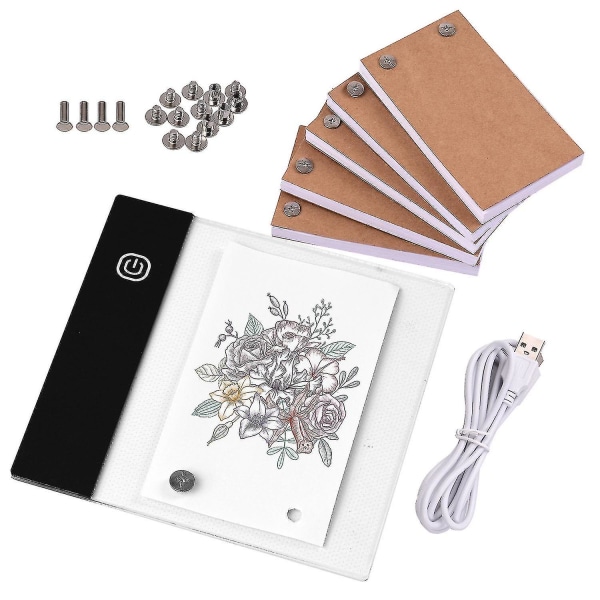 Flip Book Kit Mini Light Pad Led Lightbox Tablet Design Reiällä 300 Arkkia Flipbook Paperi