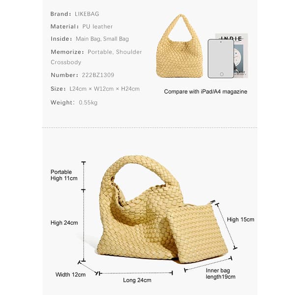 Handvävd hinkväska crossbody handväska